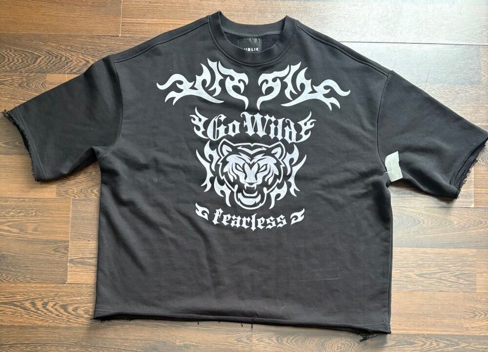 Publik 'Go Wild" Premium Heavy Weight Cropped T-Shirt (Jet Black) KF2509 XL